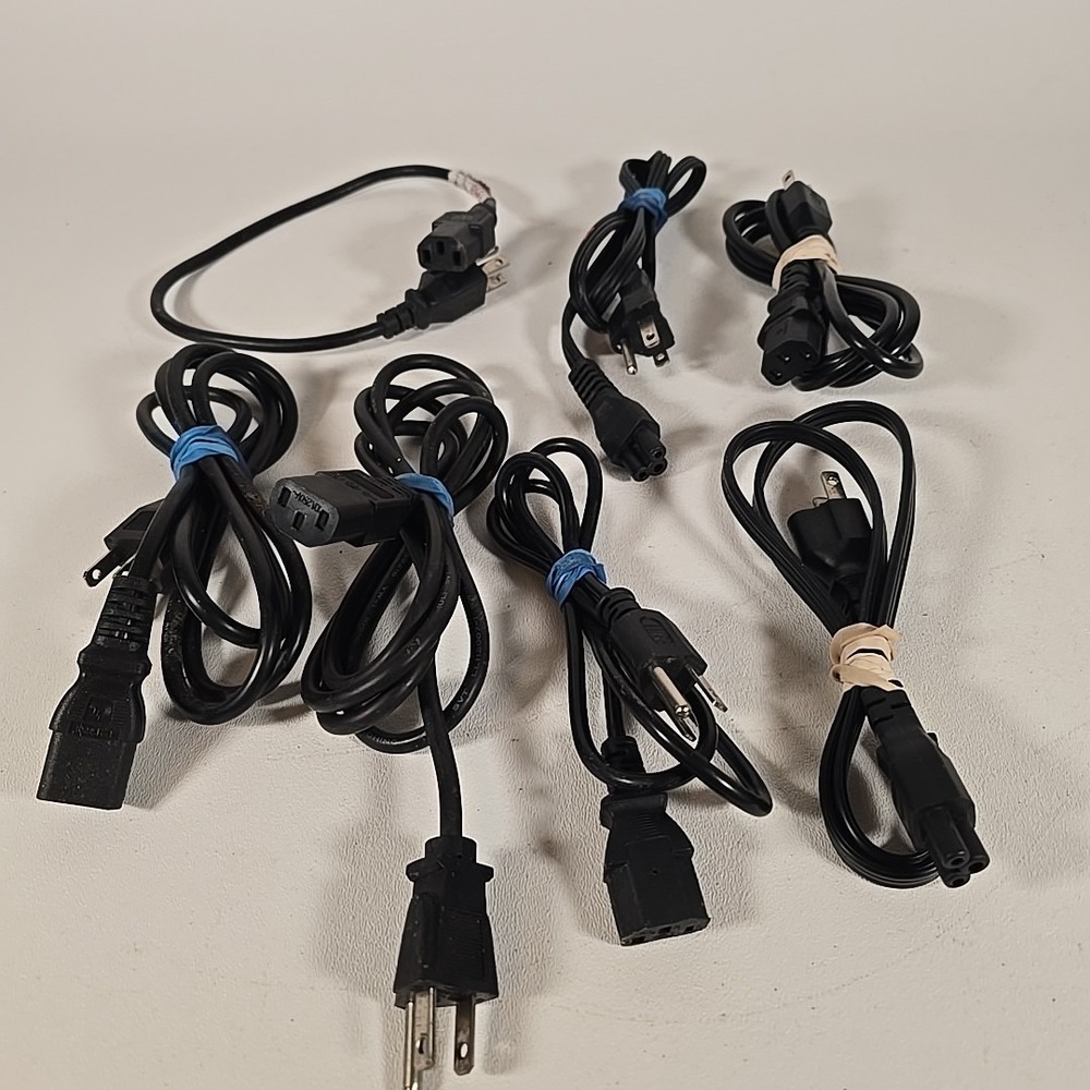 Lot of 7 - 3 Prong Power Cables Assorted‎ Length PC, Computer Printer Power Cord